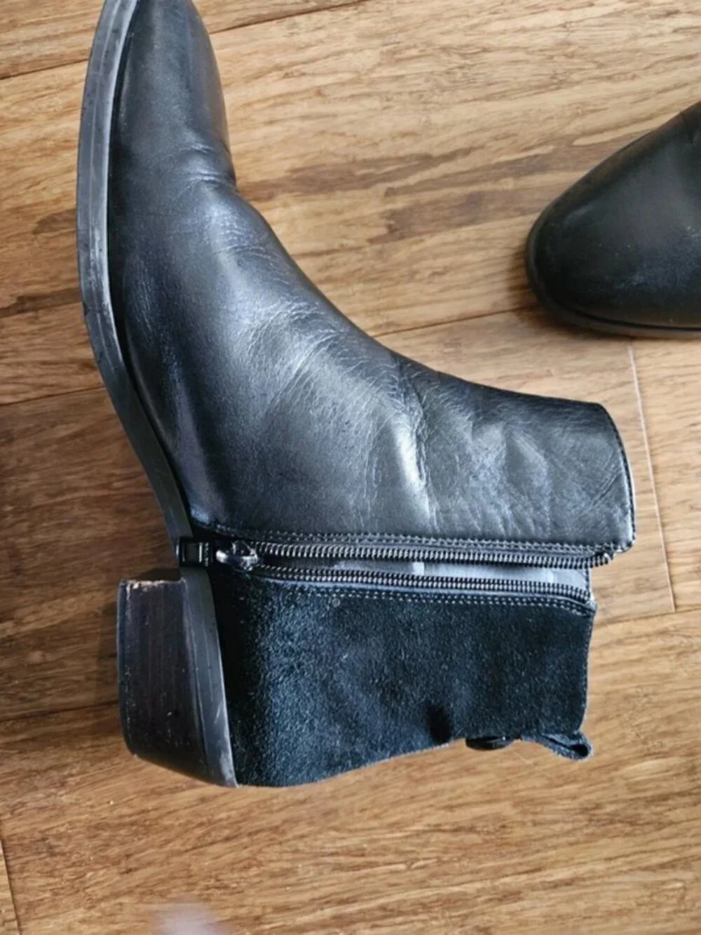 COACH Leather And Suede Zipper Bootie Women's Size US 9.5 BLACK